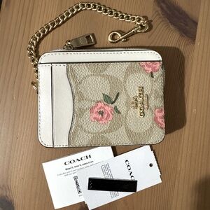 Coach Beige and Pink Floral Wallet